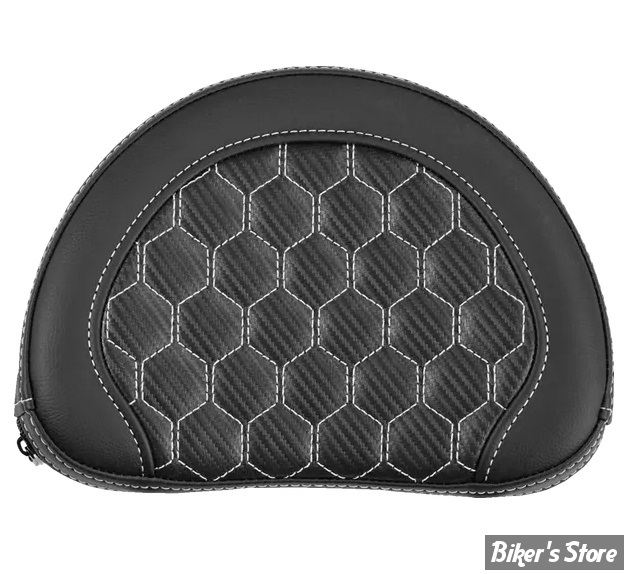 - DOSSIER DE SISSY BAR - LARGEUR : 10" x HAUTEUR : 8" - SADDLEMAN - HONEYCOMB - NOIR / COUTURES: BLANCHES - 051319006