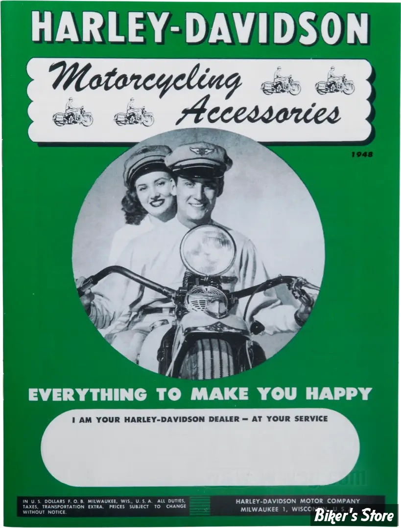 CATALOGUE D'ACCESSOIRES - EDITION : 1948 - H-D Motorcycle Accessories 1948
