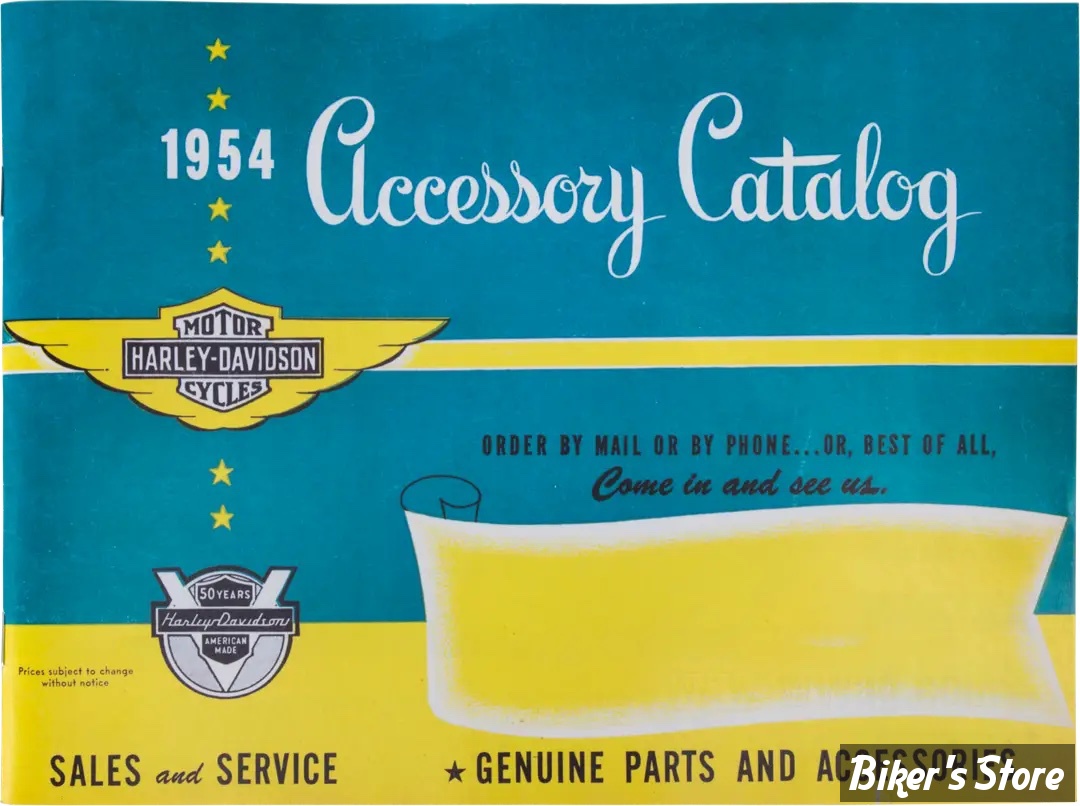 CATALOGUE D'ACCESSOIRES - EDITION : 1954 - H-D Motorcycle Accessories 1954