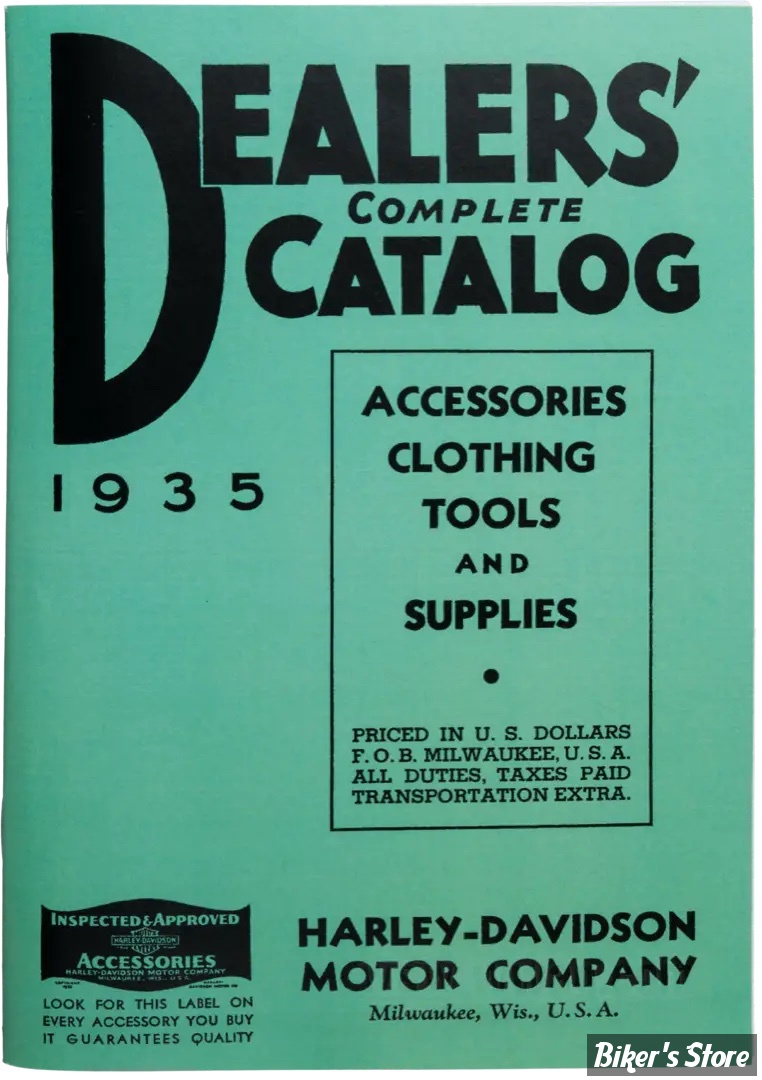 CATALOGUE D'ACCESSOIRES - EDITION : 1935 H-D Motorcycle Accessories 1935