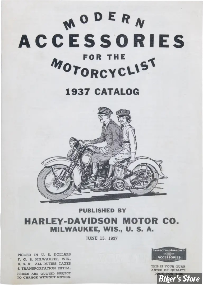 CATALOGUE D'ACCESSOIRES - EDITION : 1937 H-D Motorcycle Accessories 1937
