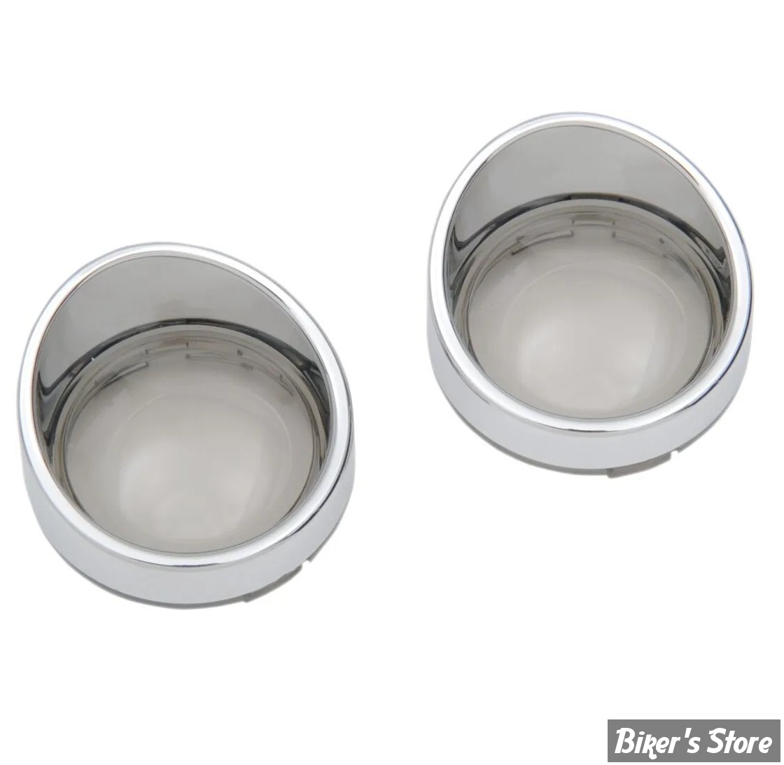CASQUETTES DE CLIGNOTANTS TYPE VISIÈRE AVEC CABOCHON - DRAG SPECIALTIES - CERCLAGE : CHROME / CABOCHON : FUME - L22-6828M