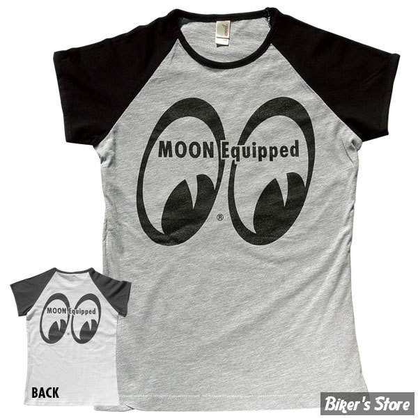 TEE-SHIRT - MOON - MOON EQUIPPED - RAGLAN - COULEUR: GRIS/NOIR - TAILLE S