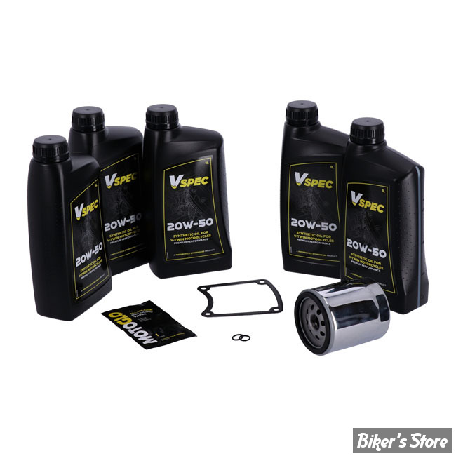 KIT DE VIDANGES - TOTAL KIT - HUILE 20W50 SYNTHETIQUE - TOURING 99/06 - BIG OIL SERVICE KIT - FILTRE A HUILE : CHROME -  MCS / VSPEC