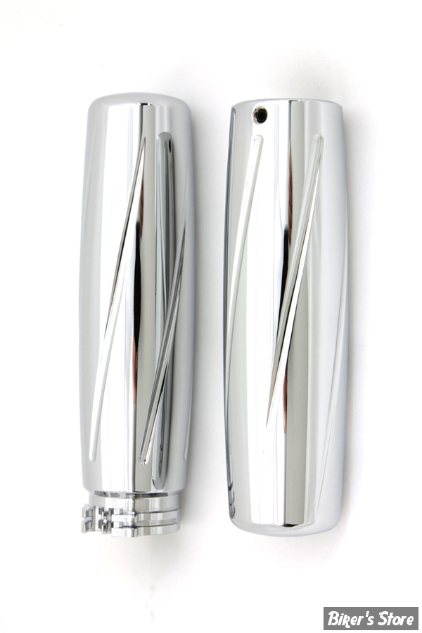 POIGNEES - V-TWIN Tedd Cycle - Billet Spiral Style Grip Set - CHROME