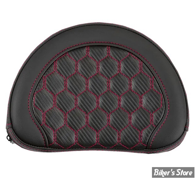 - DOSSIER DE SISSY BAR - LARGEUR : 10" x HAUTEUR : 8" - SADDLEMAN - HONEYCOMB - NOIR / COUTURES: ROUGE - 051319004