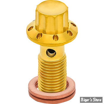 ECLATE L - PIECE N° 16 - VIS BANJO 3/8-24 - OEM 41747-82A - ARLEN NESS - BANJO BOLT - TITANIUM - FINITION : GOLD - 300-826