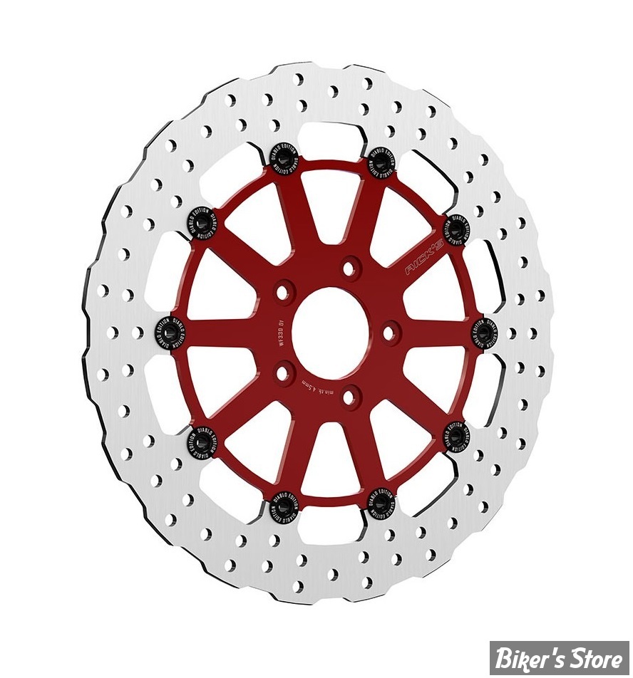 DISQUE AVANT - 13" - DISQUE DE FREIN À DISQUE FLOTTANT - RICK'S MOTORCYCLES - WAVE DESIGN - MODÈLE : STEVE - ROUGE EL DIABLO - 20-WED020330-0