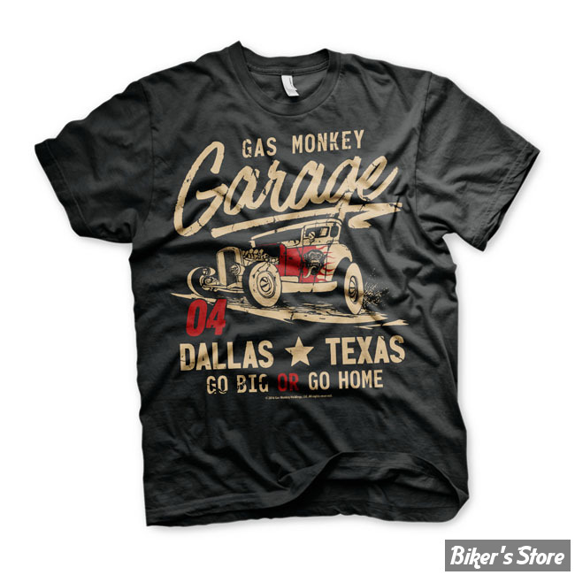 TEE-SHIRT - GAS MONKEY GARAGE - GMG - GO BIG OR GO HOME - NOIR - TAILLE S