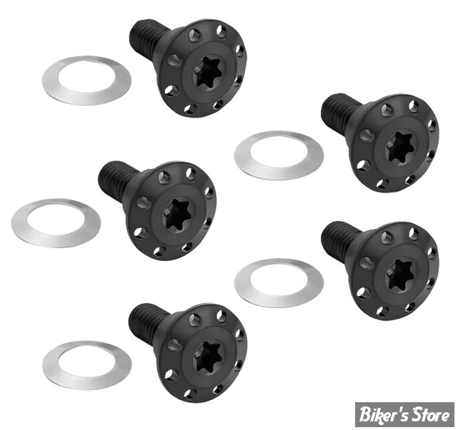 ECLATE DF - PIECE N° 02A - KIT VISSERIE DE DISQUE AVANT (JANTE A BATONS) - OEM 3762M - TITANIUM FLOATING ROTOR HARDWARE - ARLEN NESS - HOLESHOT BLACK - 300-921