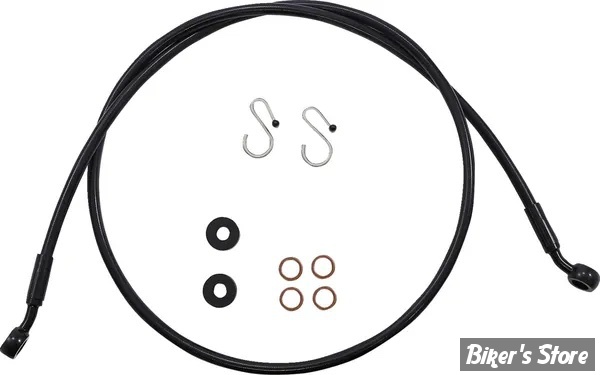 DURITE DE FREIN AVANT (PARTIE HAUTE) - LONGUEUR : 119.40 cm / 47" / +8" - OEM 1912581 / 1912666 - SCOUT 15UP - MAGNUM - XR STAINLESS DOT BRAKE LINE - Noir Black Pearl - SBB0603-47