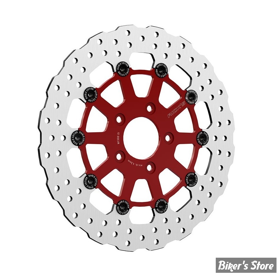 ECLATE DF - PIECE N° 01 - DISQUE DE FREIN ARRIERE FLOTTANT - OEM 41797-00 -  RICK'S MOTORCYCLES - WAVE DESIGN - MODÈLE : STEVE - ROUGE EL DIABLO - 20-WED020292-0