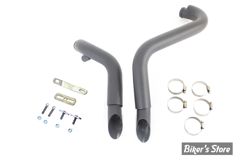 - ECHAPPEMENT  - V-TWIN / Wyatt Gatling  - SOFTAIL 86/17 - LAF Straight Down Drag Pipe Set with Heat Shields - 30-0021 - NOIR