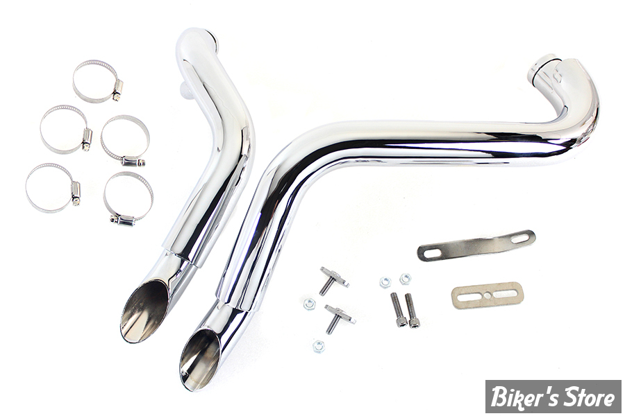- ECHAPPEMENT  - V-TWIN / Wyatt Gatling  - SOFTAIL 86/17 - LAF Straight Down Drag Pipe Set with Heat Shields - 30-0022 - CHROME