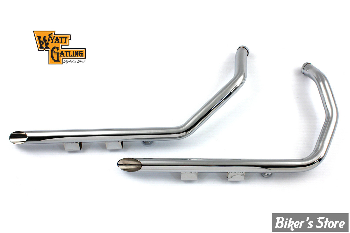 - ECHAPPEMENT 2EN2 - Wyatt Gatling - SPORTSTER 04/06 - DRAG PIPE SLASH CUT - Wyatt Gatling Exhaust Drag Pipe Set Slash Cut - 30-0070 - CHROME 