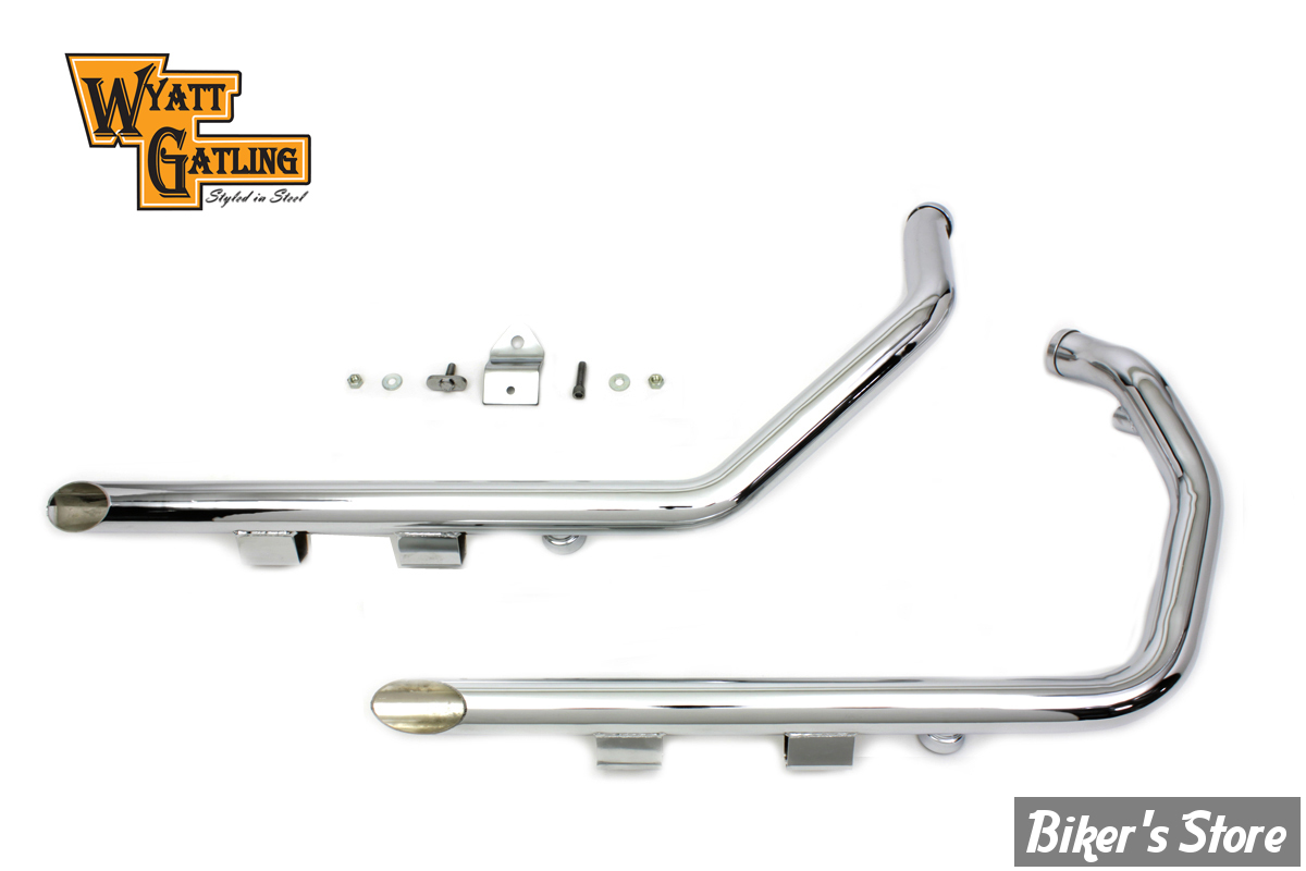 - ECHAPPEMENT 2EN2 - Wyatt Gatling - SPORTSTER 07/13 - DRAG PIPE SLASH CUT - Wyatt Gatling Exhaust Drag Pipe Set Slash Cut - 30-0071 - CHROME 