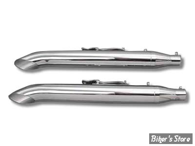 SILENCIEUX - TURN OUT - DIAMETRE EXTERNE : 76.20MM / LONGUEUR : 30" - V-TWIN - CHROME - LA PAIRE