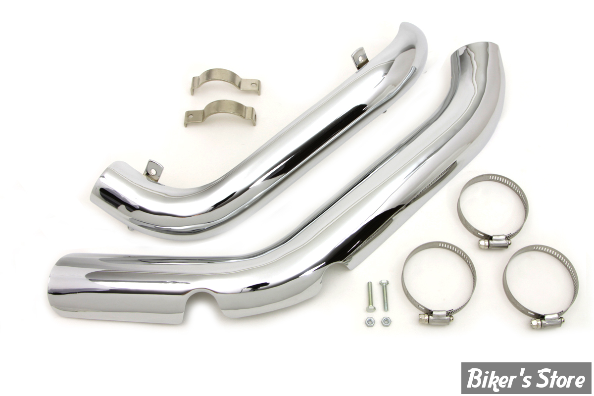 KIT PARE CHALEURS - POUR COLLECTEUR 2 EN 2 FL 70/84 - V-TWIN - 30-0292 -  CHROME