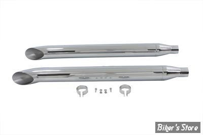 SILENCIEUX - TURN OUT - DIAMETRE EXTERNE : 76.20MM / LONGUEUR : 36" - V-TWIN - CHROME - LA PAIRE