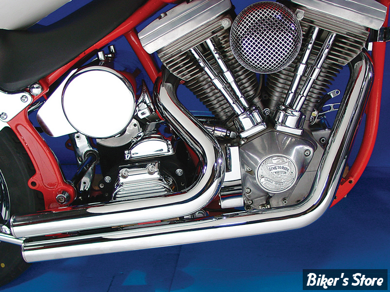 - ECHAPPEMENT  - V-TWIN / Wyatt Gatling  - SOFTAIL 86/06 - Wyatt Gatling Drag Exhaust Pipe Set Short Stuff Style - 30-0517 - CHROME 