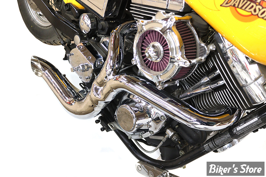 - ECHAPPEMENT - V-TWIN / Wyatt Gatling - FXD 2:1 Lake Side Pipe Exhaust - DYNA 2006/2017 - AVEC PARES CHALEUR - CHROME - 30-0686