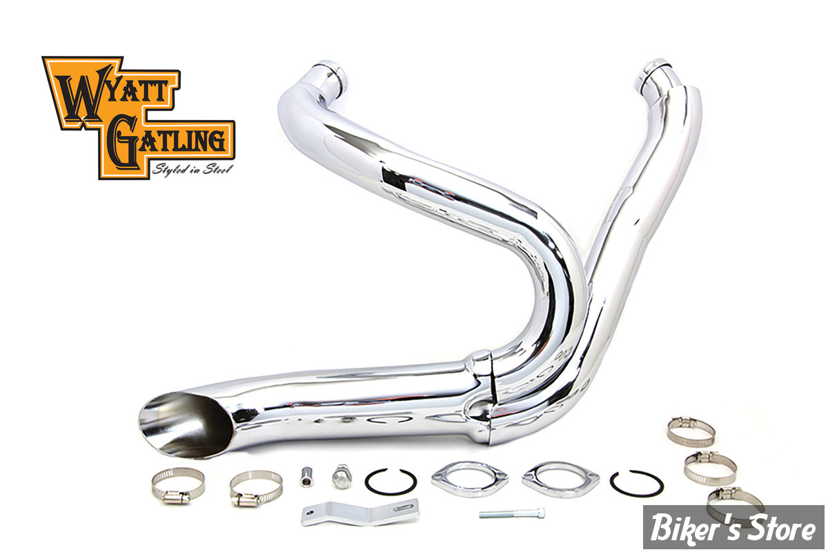 - ECHAPPEMENT - V-TWIN / Wyatt Gatling - 2 into 1 Exhaust Pipe Header Kit - SOFTAIL 12/17 / FXDWG 12/17 - CHROME - 30-0772