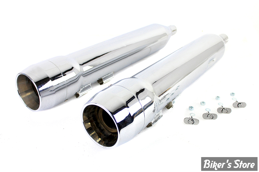 SILENCIEUX - V-TWIN / WYATT GATLING - TOURING 95/16 - DIAMETRE : 4.5" - Grenade Muffler Set - CHROME - 30-1618