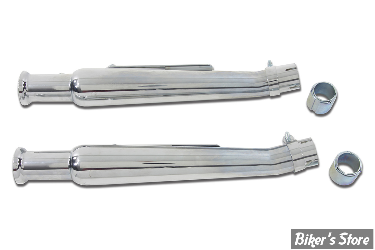 SILENCIEUX TROMPETTE - LONGUEUR : 20" - Right Side Chrome 20" Megaphone Upsweep Slip On Muffler Set - CHROME