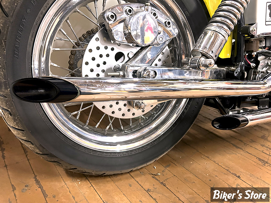 - ECHAPPEMENT - DRAG PIPES 1"3/4 / 38" - SHOVELHEAD 71/84 - MCM Exhaust Drag Pipe Set with Black Tips - LONGUEUR : 38" - 30-3101 - CHROME / noir