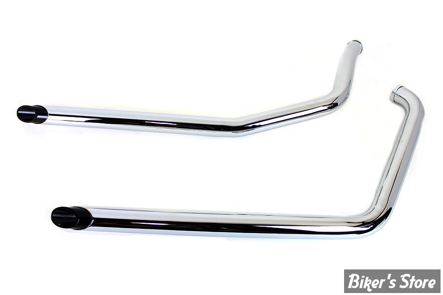 - ECHAPPEMENT  - V-TWIN / Wyatt Gatling  - SOFTAIL 86/06 - DRAG PIPES - Exhaust Drag Pipe Set with Short Black Slash Tips - 30-3102 - CHROME / NOIR