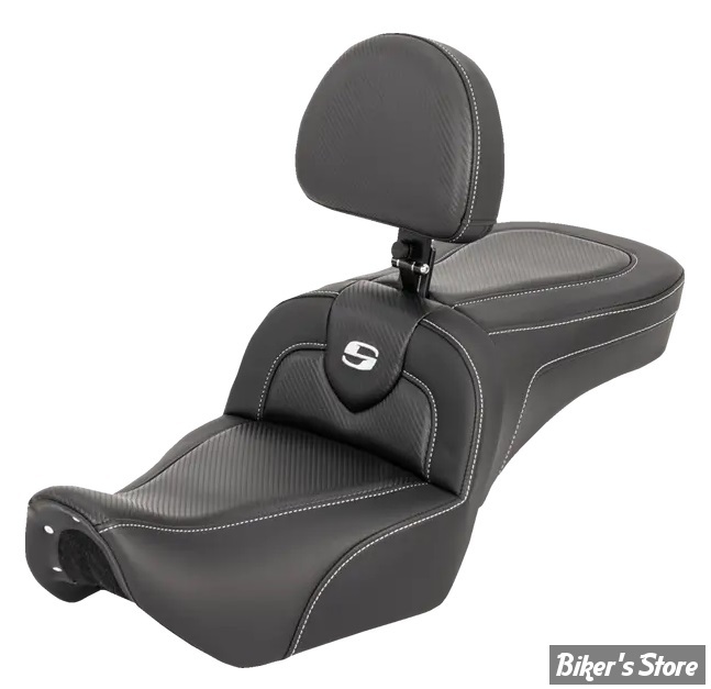 SELLE DUO - NIGHTSTER RH975 / RH975 S  22UP - SADDELEMEN - RoadSofa Seat - AVEC DOSSIER PILOTE - CARBON FIBER - NOIR / COUTURES : NOIR - 822-11-185BR