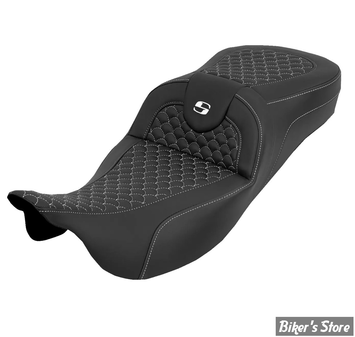 - SELLE SADDLEMEN - ROADSOFA™ DS SEAT - EXTENDED REACH - TOURING 08UP - NOIR / COUTURES : BLANCHES - 808-07B-20906