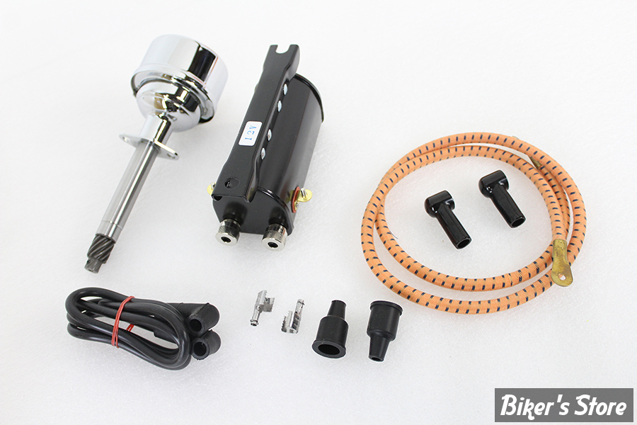 ECLATE R - PIECE N° 00D - KIT DISTRIBUTEUR AVEC BOBINE - 12V -  BIGTWIN 1948/1960 - OEM 31604-48 / 32502-66A - 12 Volt Distributor and Coil Kit - NOIR