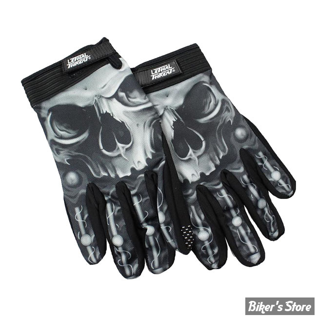 GANTS - LETHAL THREAT - BIOMECHANICAL SKULL - NOIR - TAILLE L