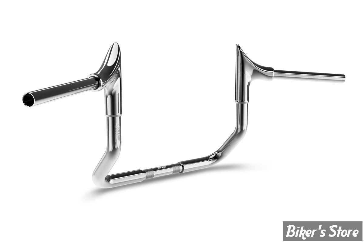 GUIDON 32mm SUR RISERS 25.40MM - HAUTEUR : 30.40CM / 12" - ZARD - BULL HANDLEBAR - 32MM / 1"1/4 - FLHX 23UP - CHROME - ZHD111F100-C