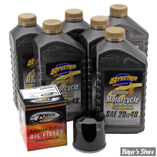 KIT DE VIDANGE - MOTEUR - HUILE SYNTHÉTIQUE - HUILE SPECTRO GOLDEN 4 / 20W40 - FILTRE A HUILE : NOIR