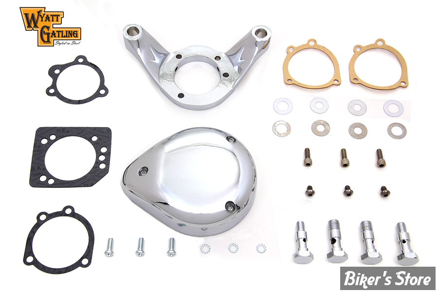 FILTRE A AIR - WYATT GATLING - BIGTWIN 93/07 - TEARDROP SMOOTH COVER - CHROME - COMPLET
