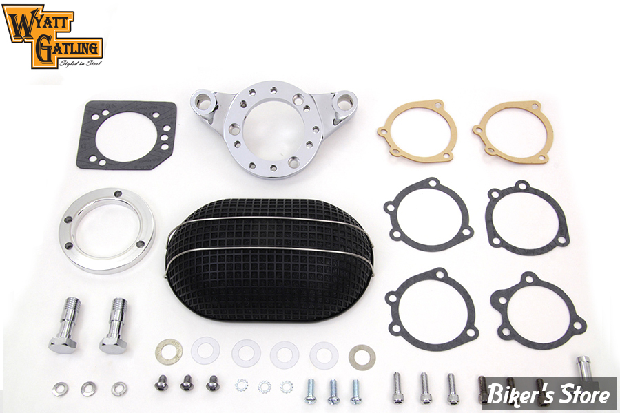 FILTRE A AIR - WYATT GATLING - SPORTSTER 91UP - NID D'ABEILLE - OVAL - NOIR - COMPLET