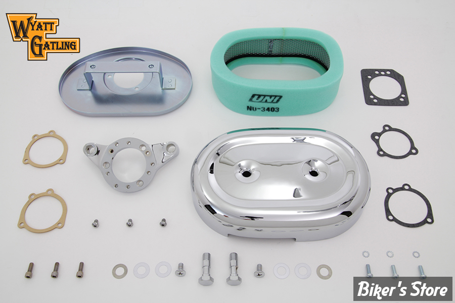 FILTRE A AIR - WYATT GATLING - SPORTSTER 91UP - OVAL - CHROME - COMPLET