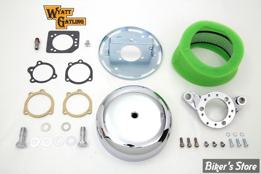 FILTRE A AIR - WYATT GATLING - SPORTSTER 91UP - ROND LISSE - DIAMETRE 7" - CHROME - COMPLET