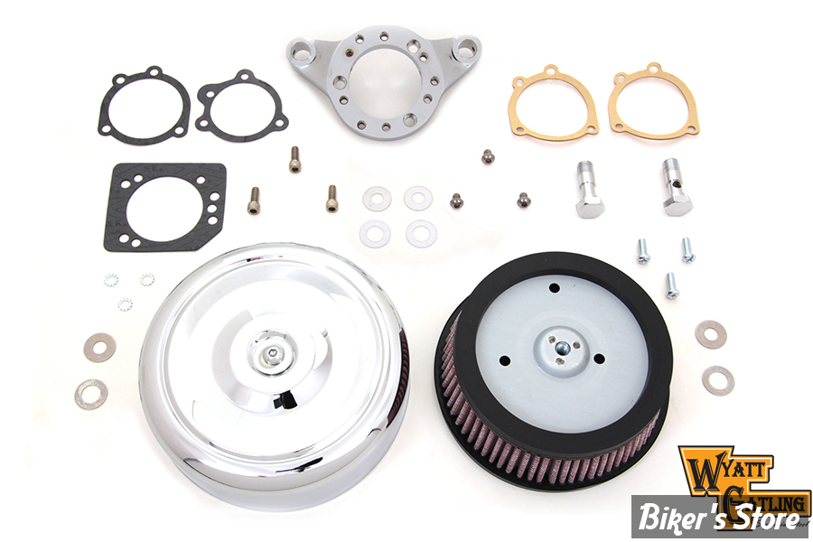 FILTRE A AIR - WYATT GATLING - SPORTSTER 91UP - ROND - DIAMETRE 7" - CHROME - COMPLET