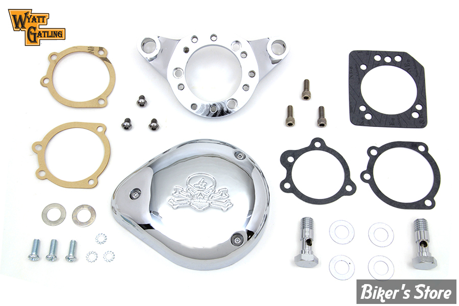 FILTRE A AIR - WYATT GATLING - SPORTSTER 91UP -  TEARDROP SMOOTH SKULL COVER - CHROME - COMPLET