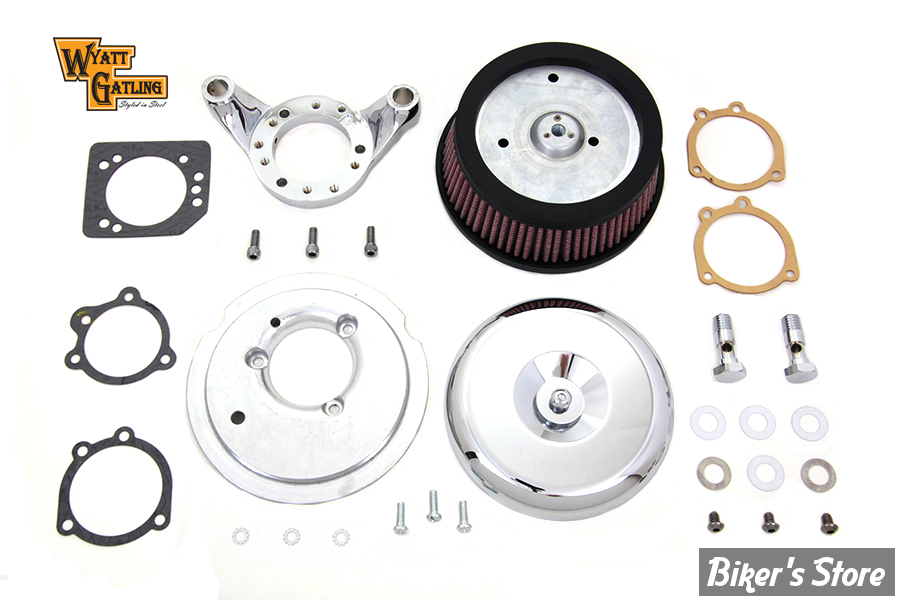 FILTRE A AIR - WYATT GATLING - SPORTSTER 91UP - ROND VELO DISH - CHROME- COMPLET