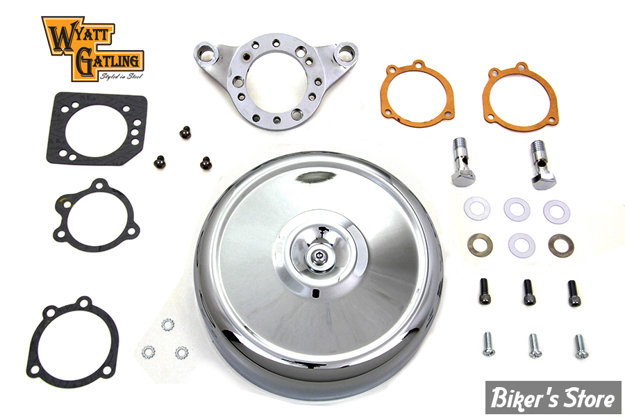 FILTRE A AIR - WYATT GATLING - SPORTSTER 91UP - ROND - DIAMETRE 8" - CHROME - COMPLET