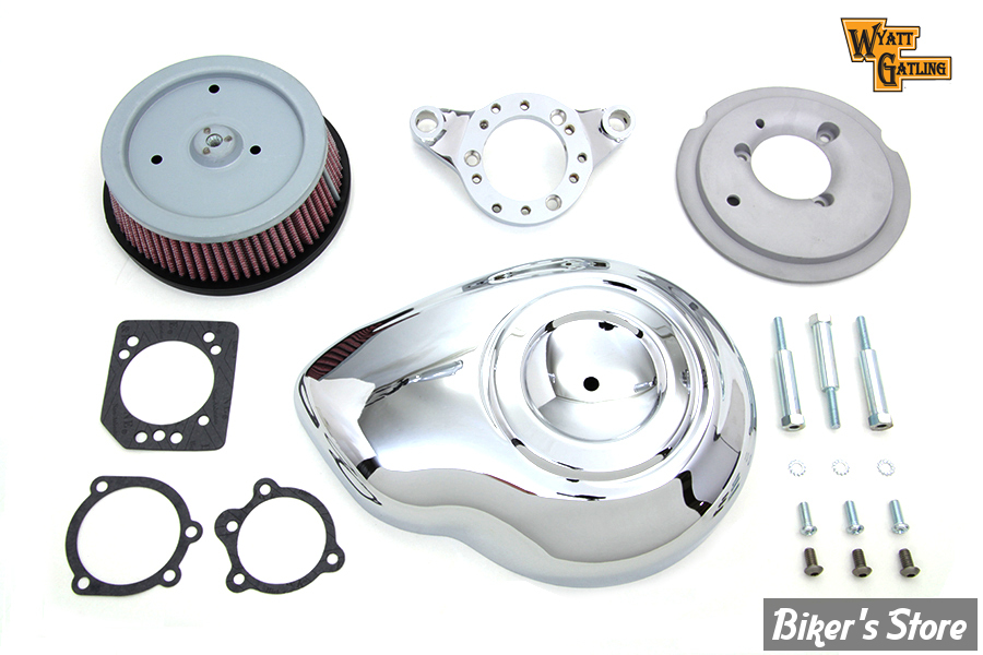 FILTRE A AIR - WYATT GATLING - SPORTSTER 91UP -  TEARDROP - CHROME - COMPLET