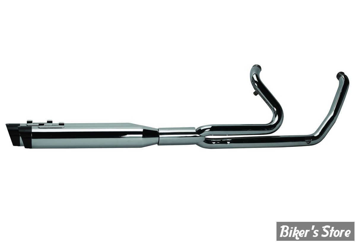ECHAPPEMENT - TWO BROTHERS RACING - TOURING MILWAUKEE EIGHT 17UP - Ghost Full System - SLASH CUT - CHROME / EMBOUTS : NOIR - 005-46402-S-753235