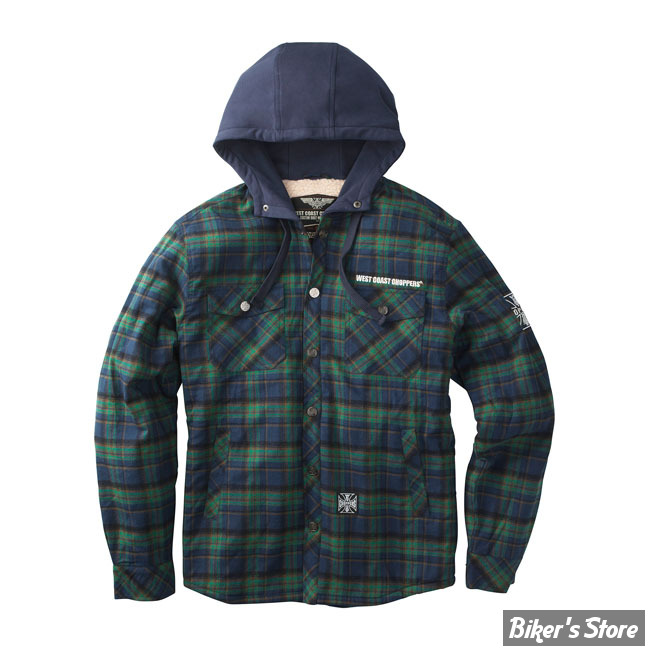 -SURCHEMISE - WCC - Sherpa Lined Flannel Jacket - BLUE / GREEN - TAILLE XXL