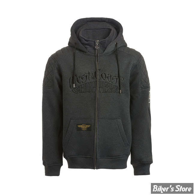 SWEAT SHIRT ZIPPÉ A CAPUCHE - WEST COAST CHOPPERS - WCC - CHOPPER POR VIDA - COULEUR : GRIS - TAILLE : M