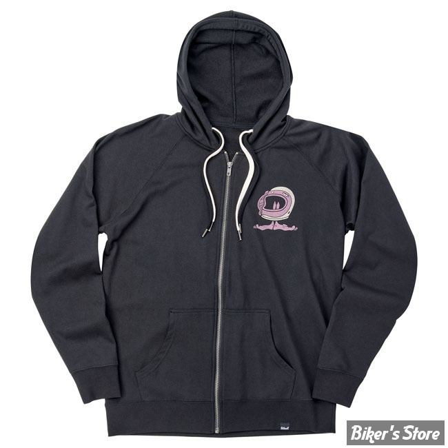 -SWEAT SHIRT ZIPPE A CAPUCHE - BILTWELL - SHORTY - COULEUR : BLACK / NOIR - TAILLE : M 