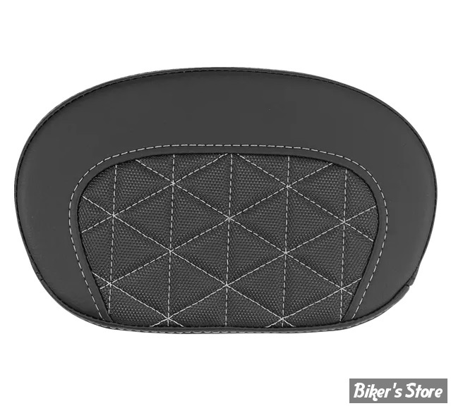 - DOSSIER DE SISSY BAR - LARGEUR : 10 1/2" x HAUTEUR : 6 1/2" - SADDLEMAN - MINI CONTOUR TRI GRIPPER - NOIR / COUTURES: ARGENT - 061021105